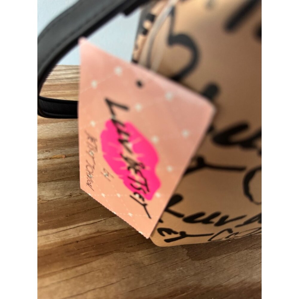 Betsey Johnson Luv Betsey Crossbody Bag Purse Pink Black Heart Print NWT - Picture 5 of 6